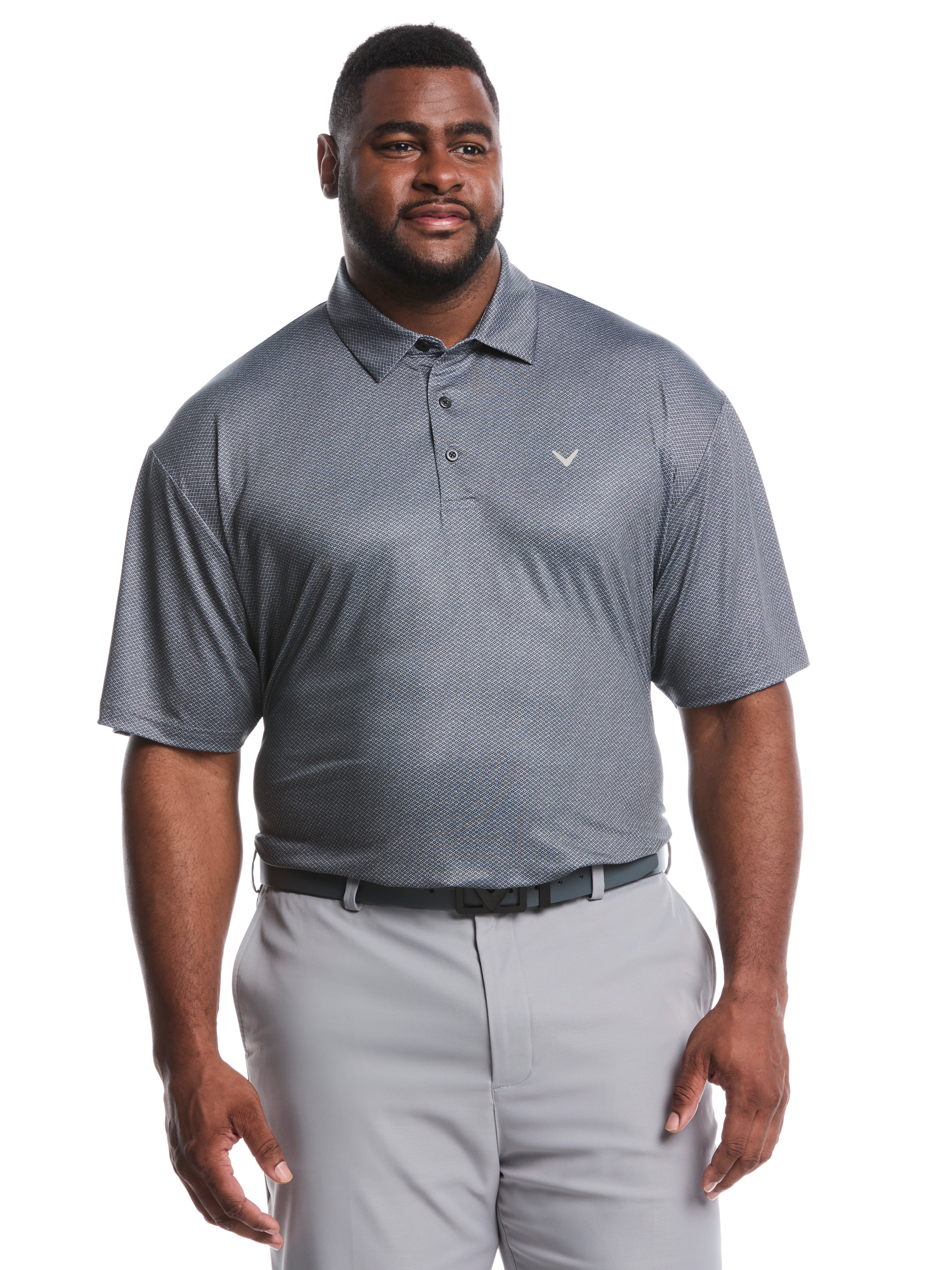 Big & Tall Heather Geo Print Golf Polo (Peacoat)