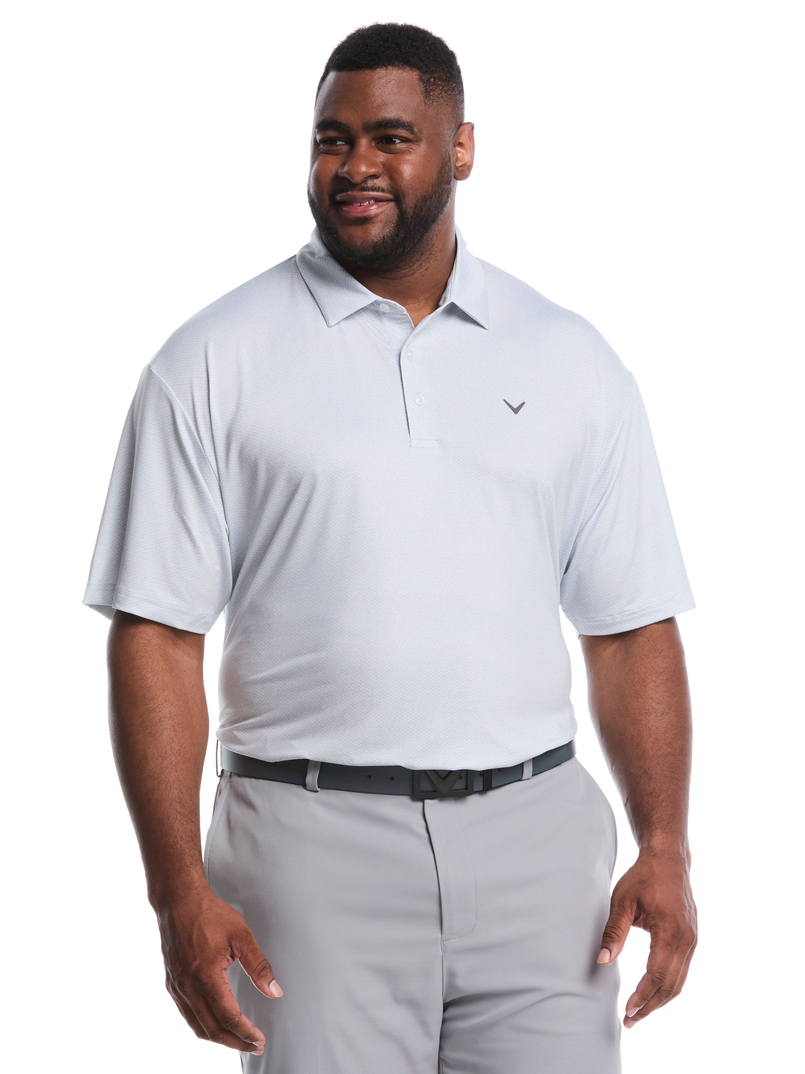 Big & Tall Heather Geo Print Golf Polo (Peacoat)
