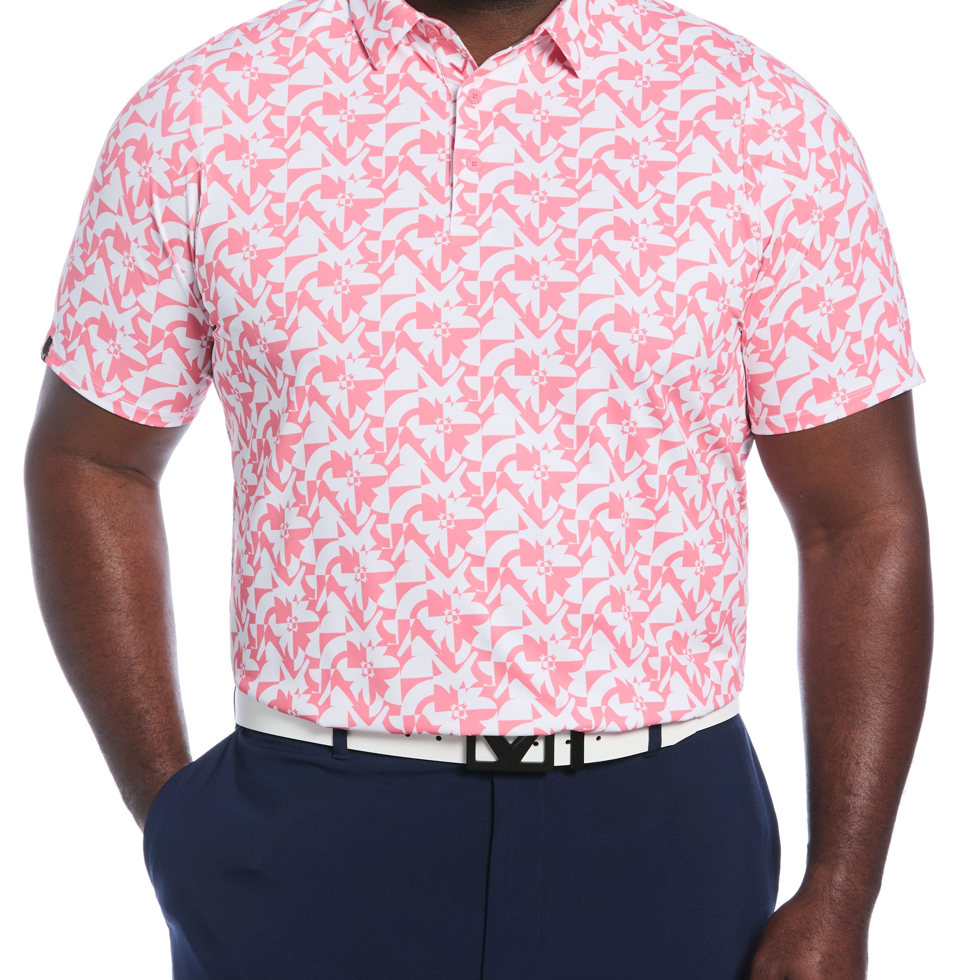 Big & Tall Layered Floral Print Polo (Galaxy Blue)