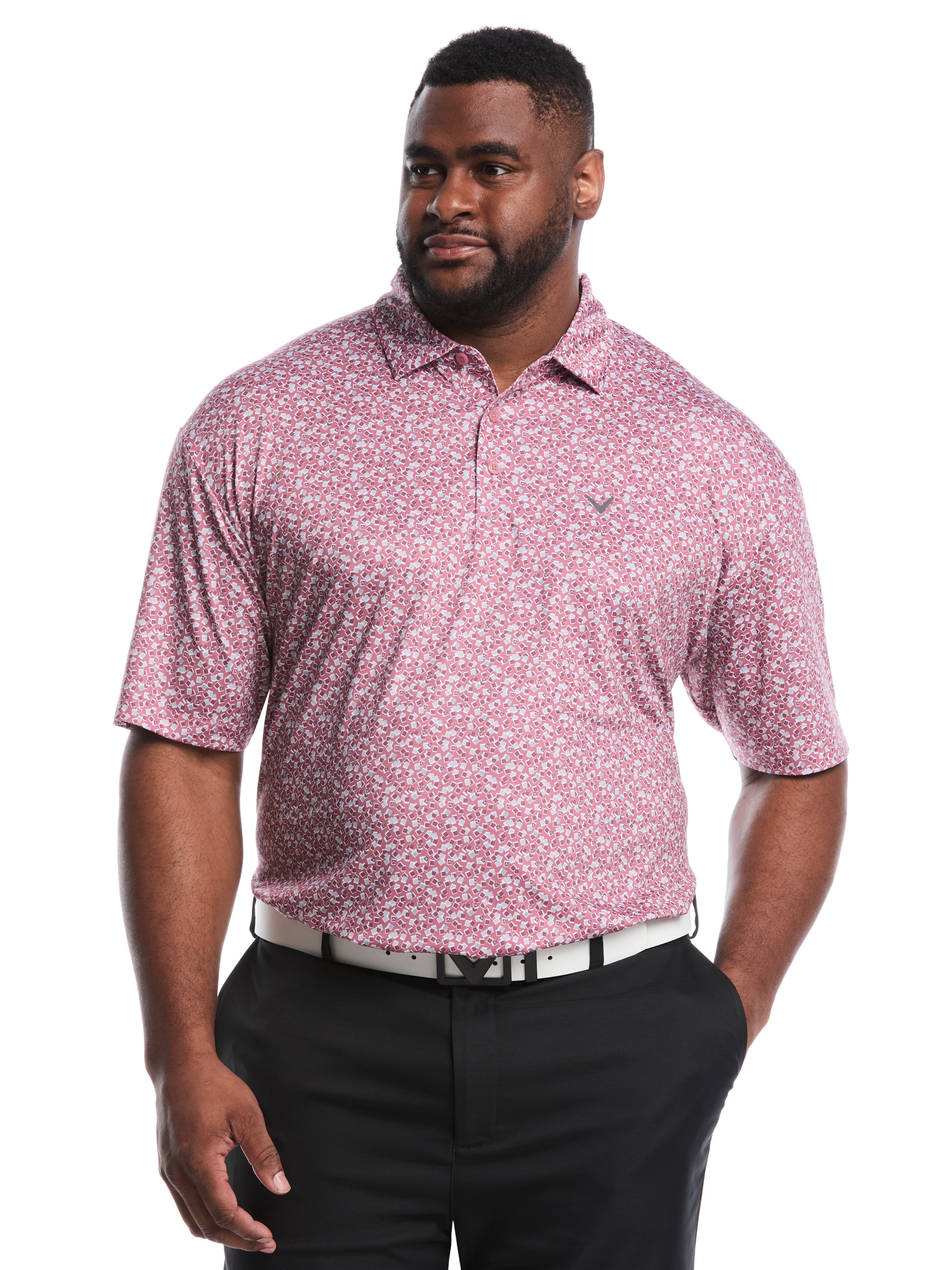Big & Tall Polaroid Confetti Print Polo (Bright White)