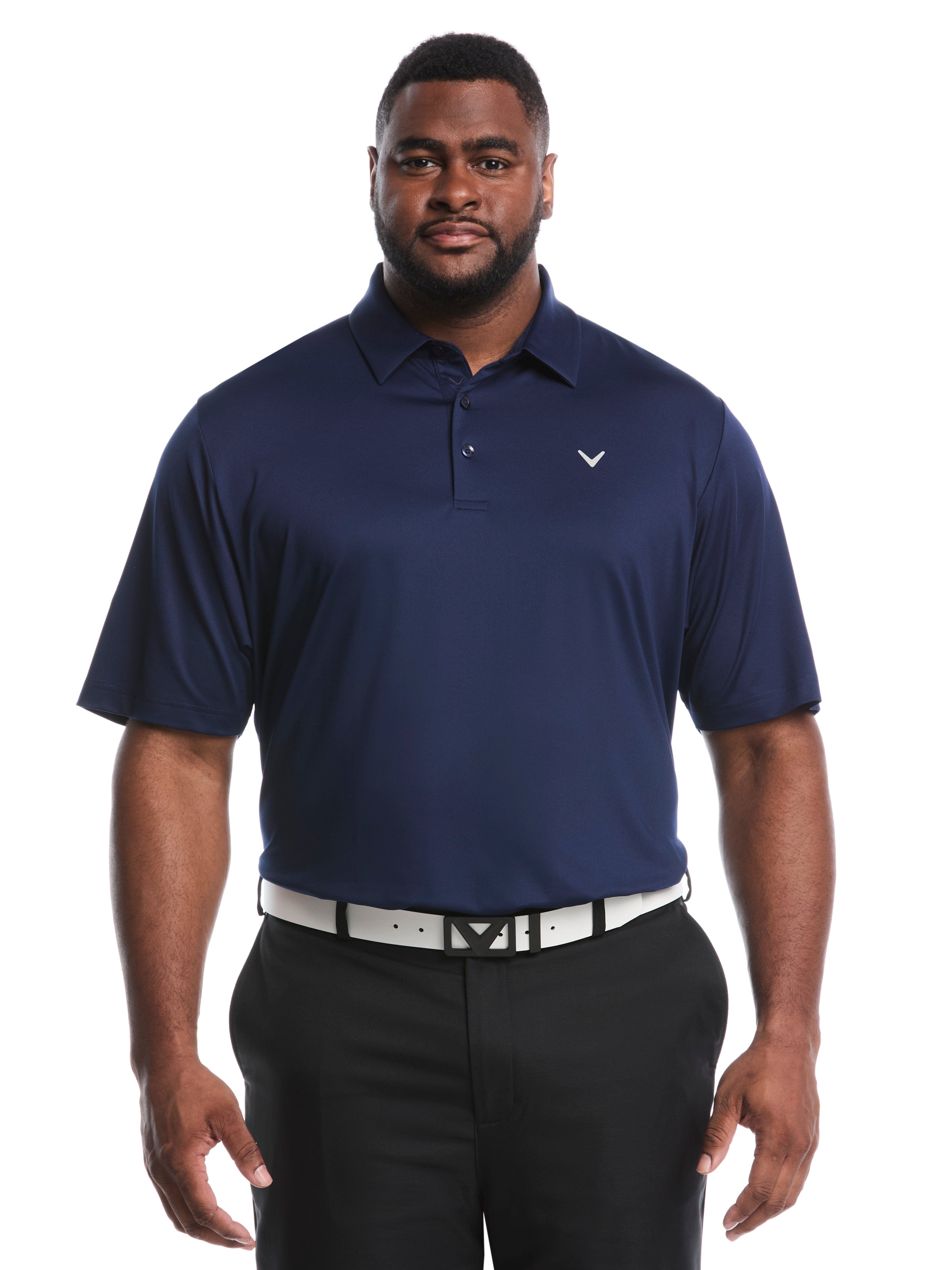 Big & Tall Solid Swing Tech Golf Polo Shirt (Caviar)