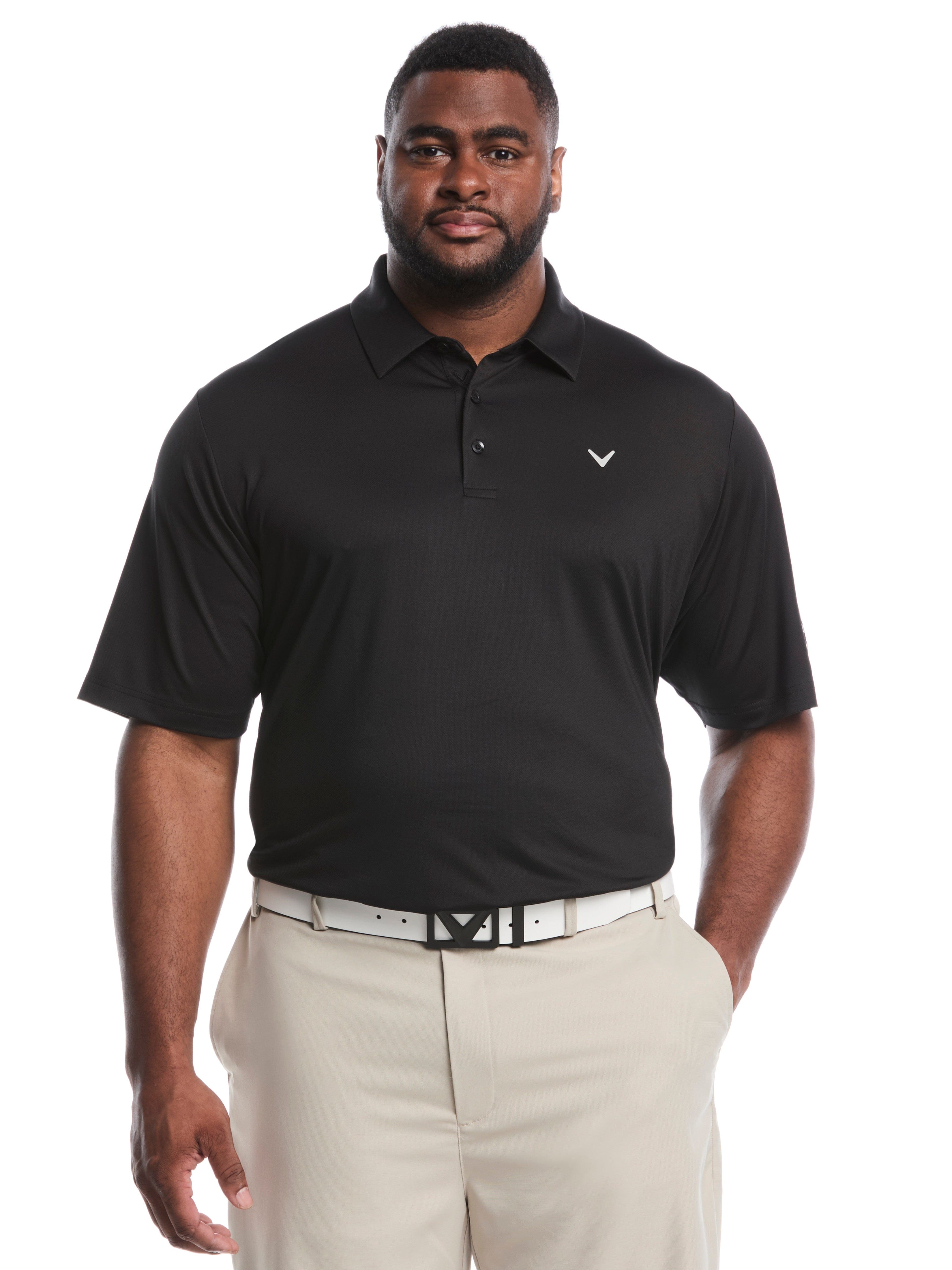 Big & Tall Solid Swing Tech Golf Polo Shirt (Caviar)