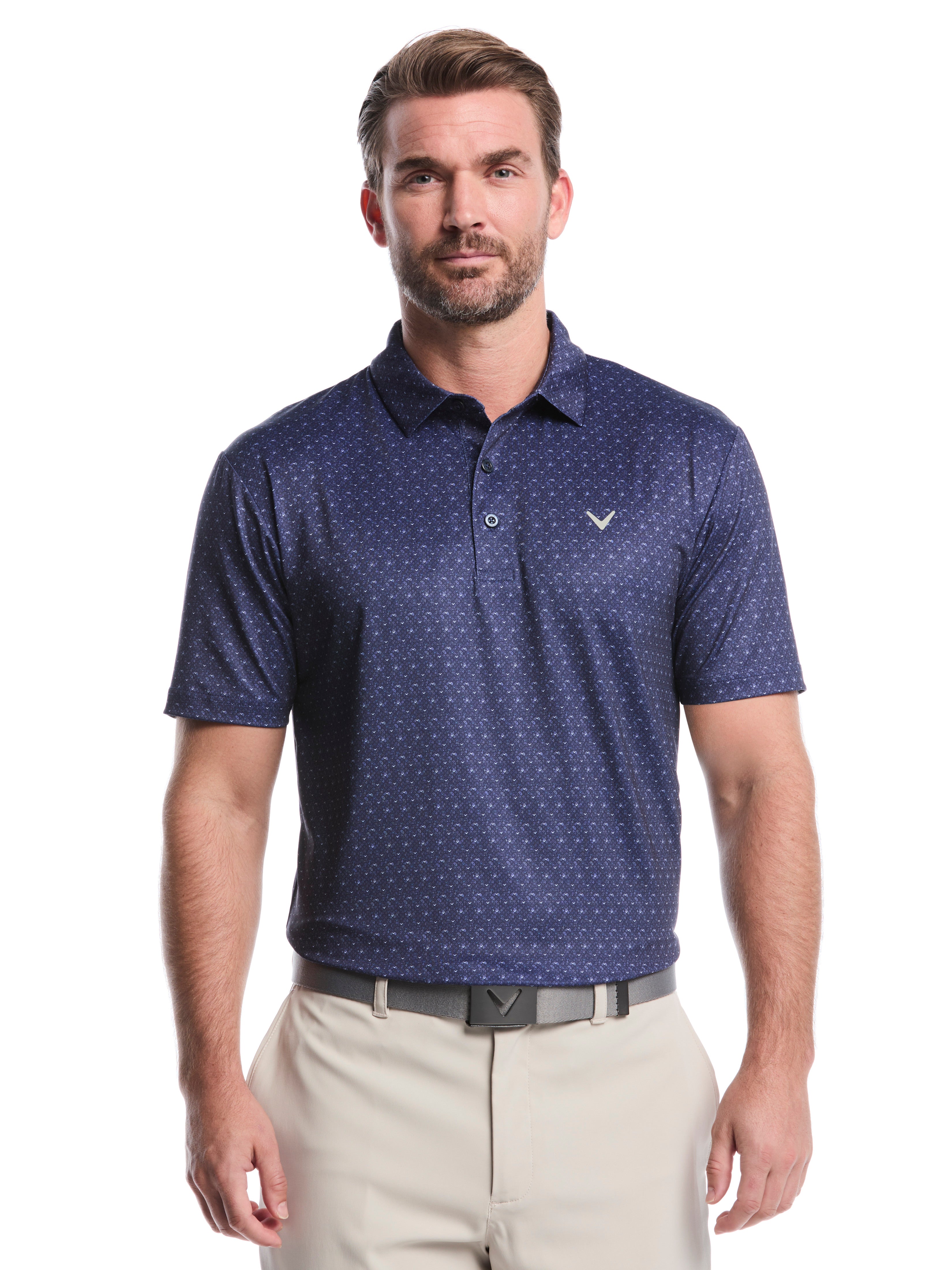 Chevron Print Golf Polo Shirt (Brilliant Blue)
