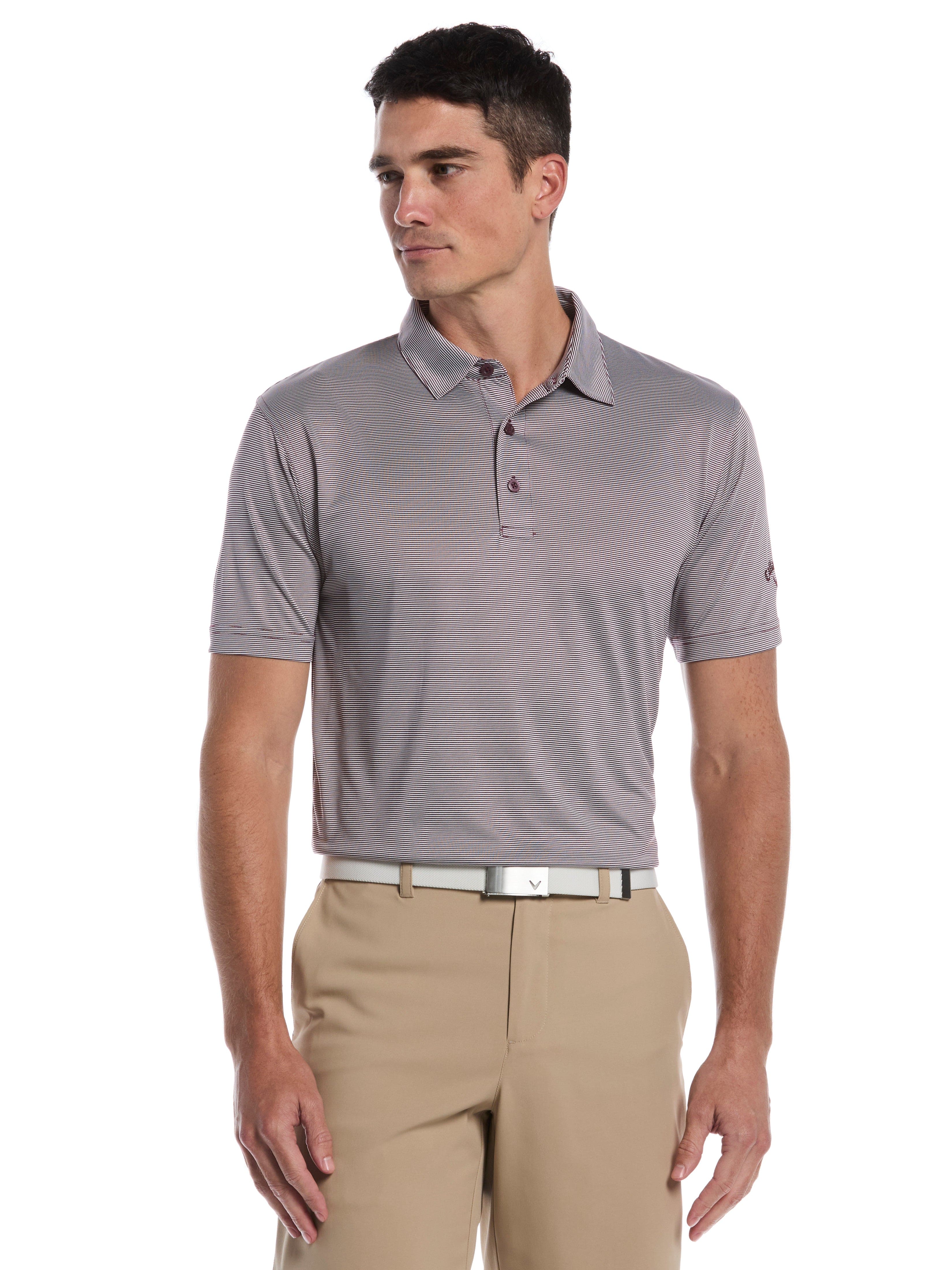 Fine Line Stripe Golf Polo Shirt (Chambray)