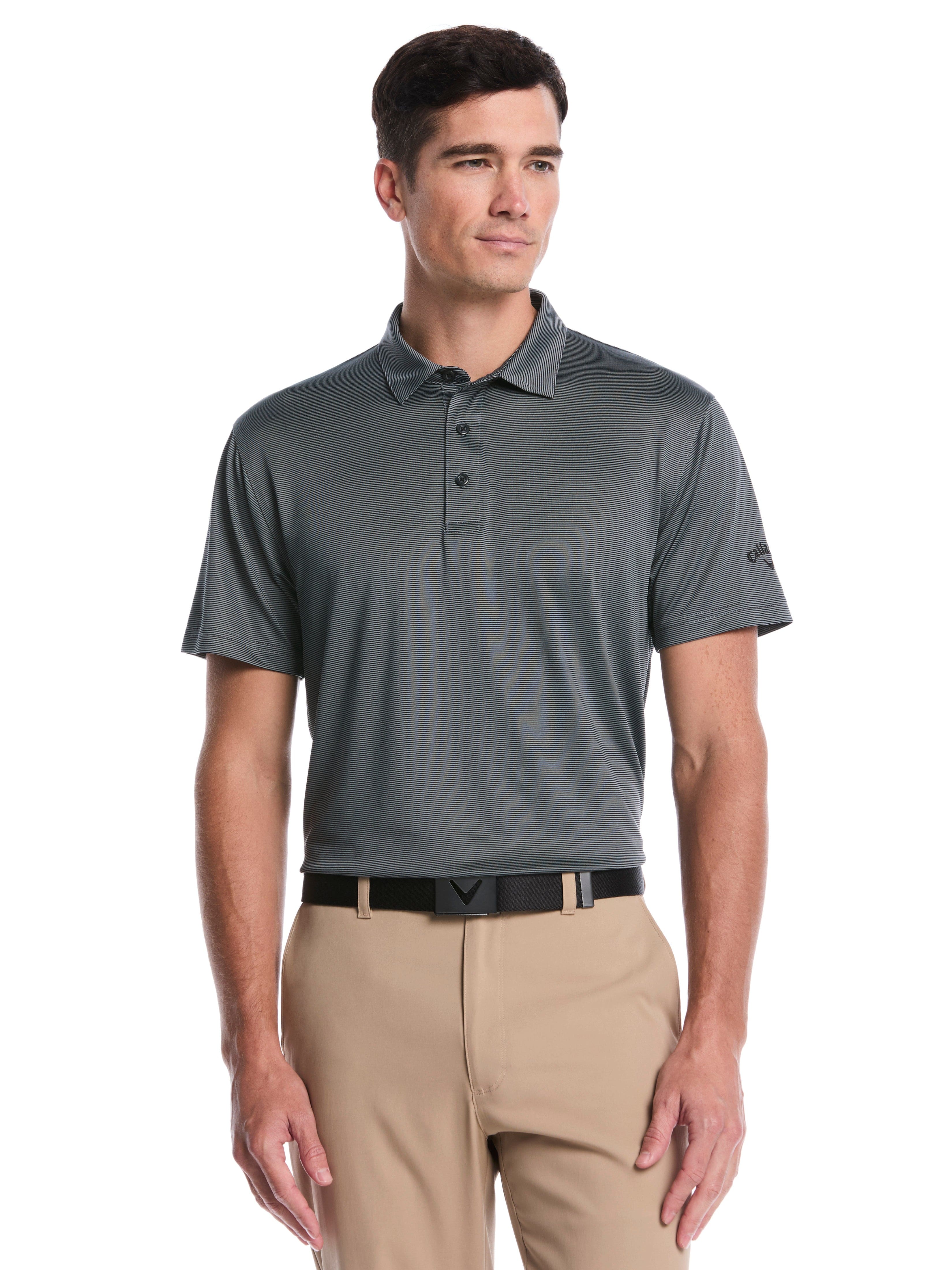 Fine Line Stripe Golf Polo Shirt (Chambray)