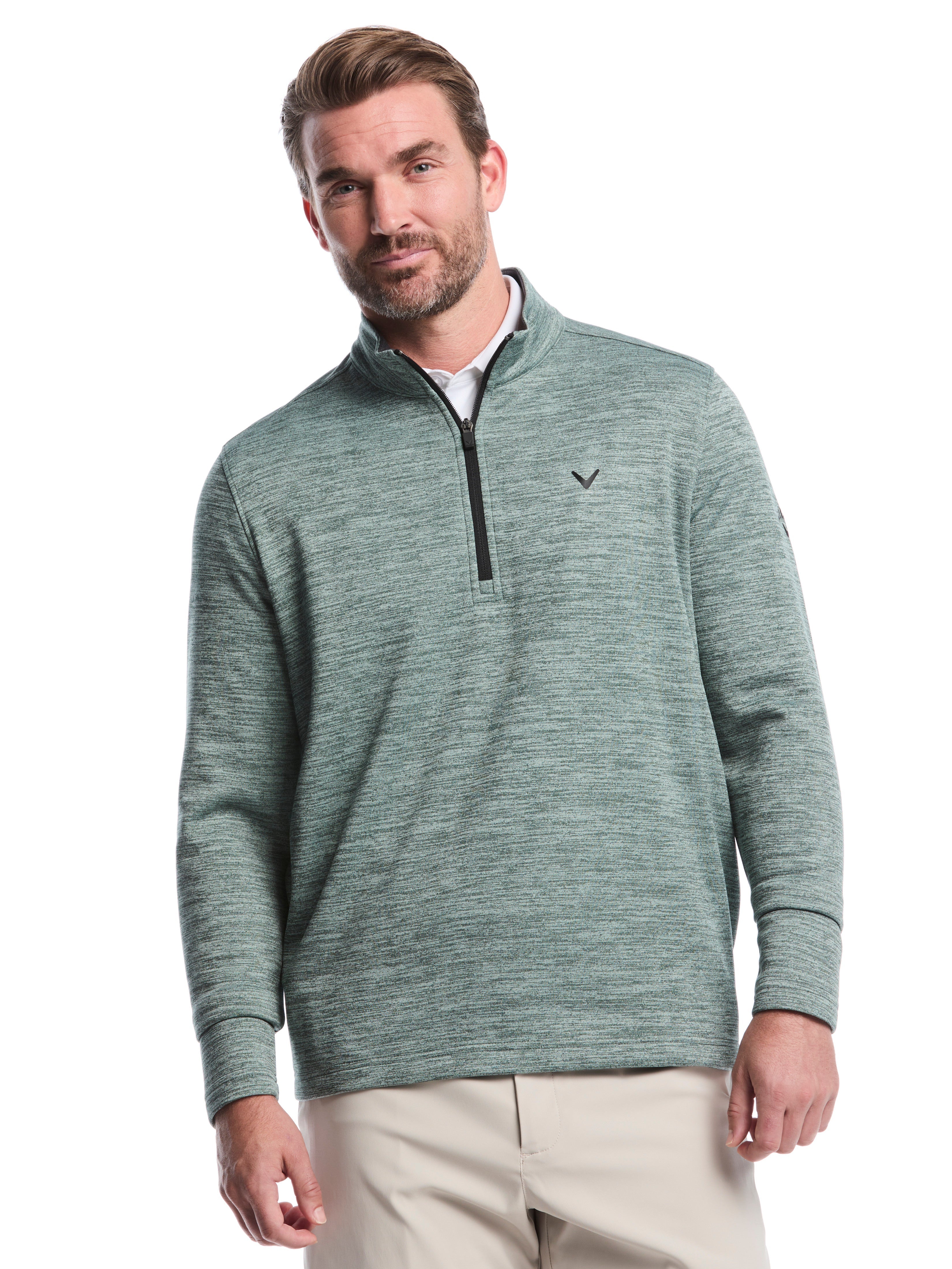 Fleece 1/4 Zip Golf Base Layer (Black Heather)