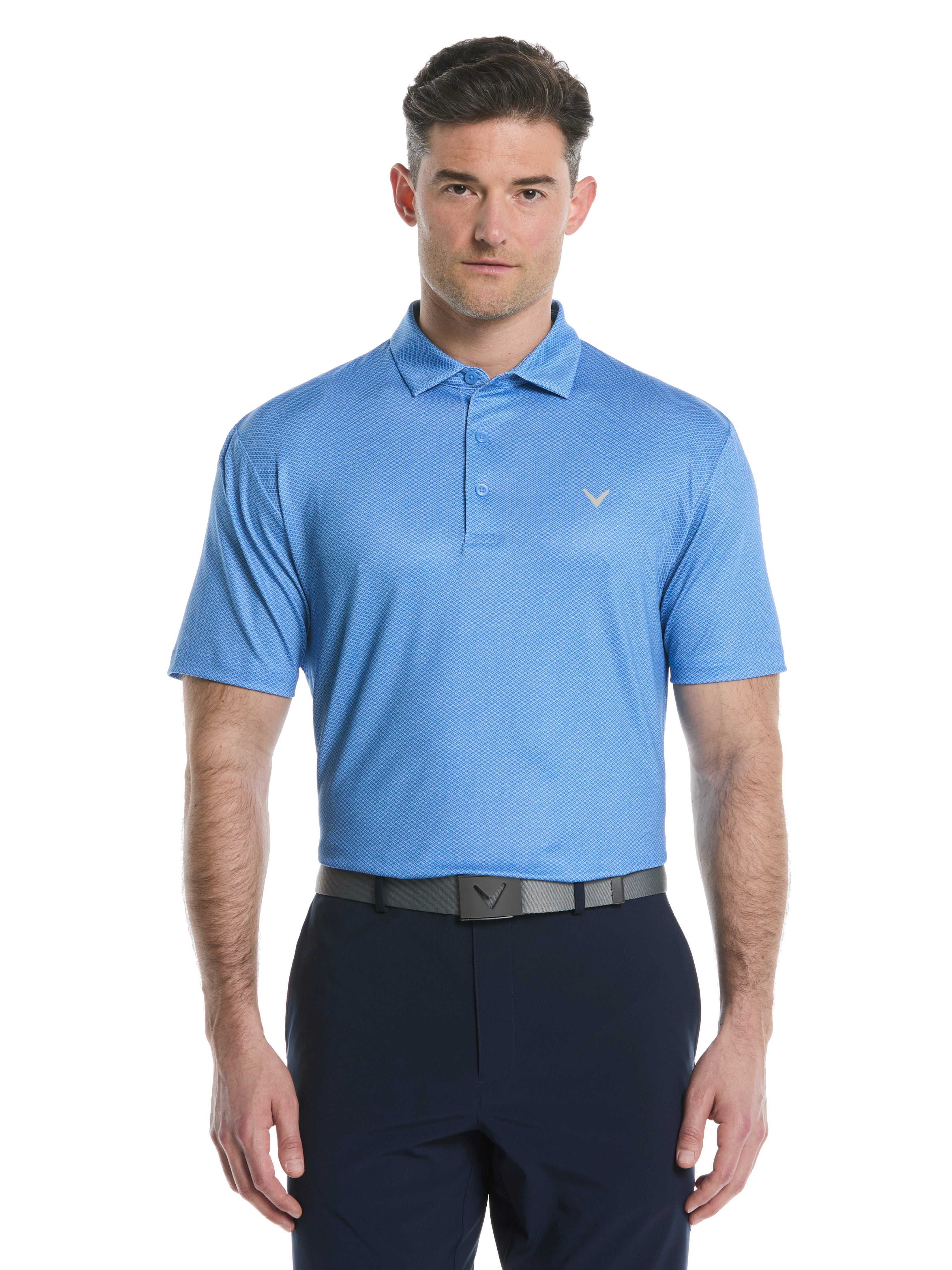 Heather Geo Print Golf Polo (Sea Pink)