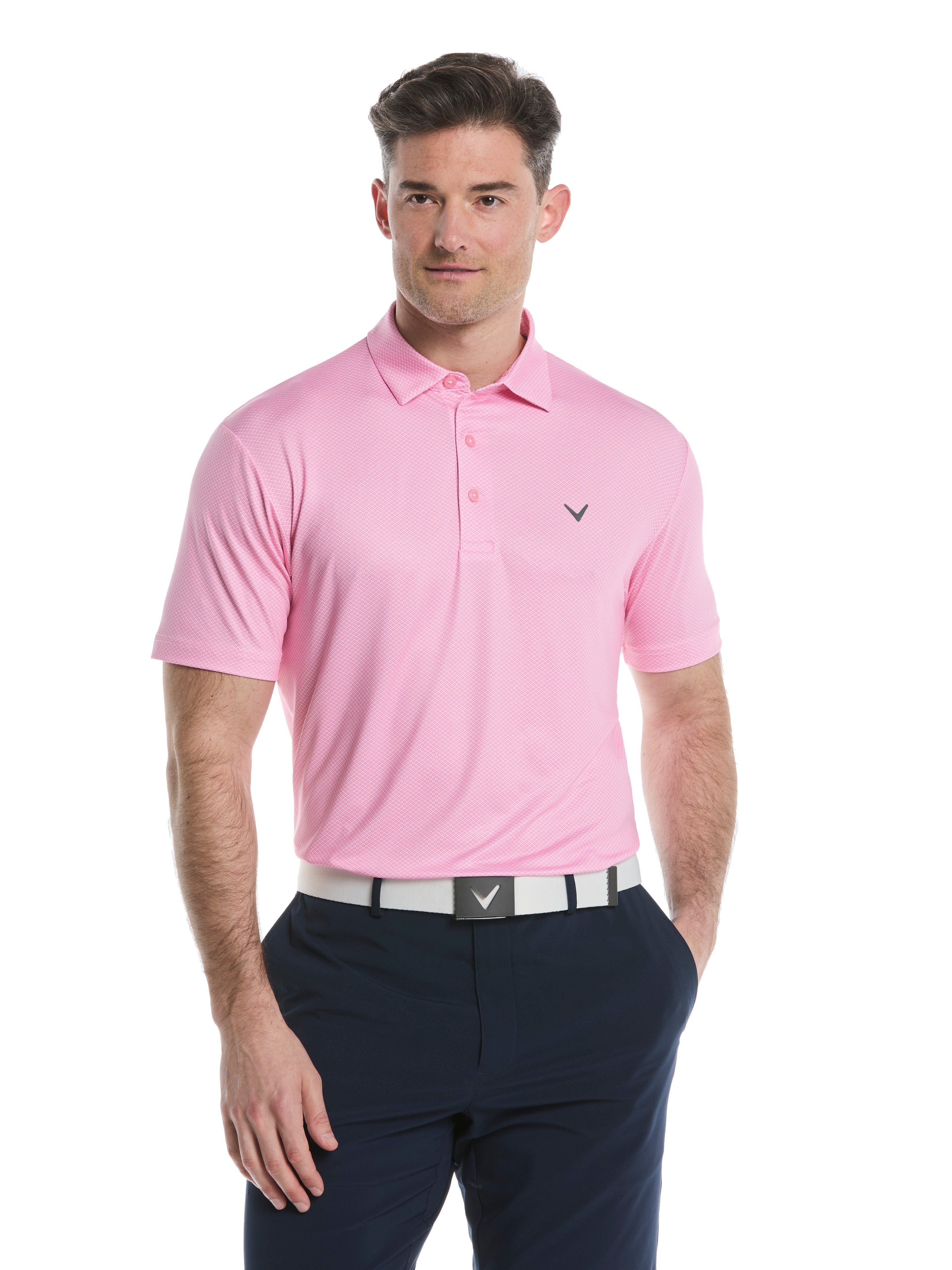 Heather Geo Print Golf Polo (Grape Wine)
