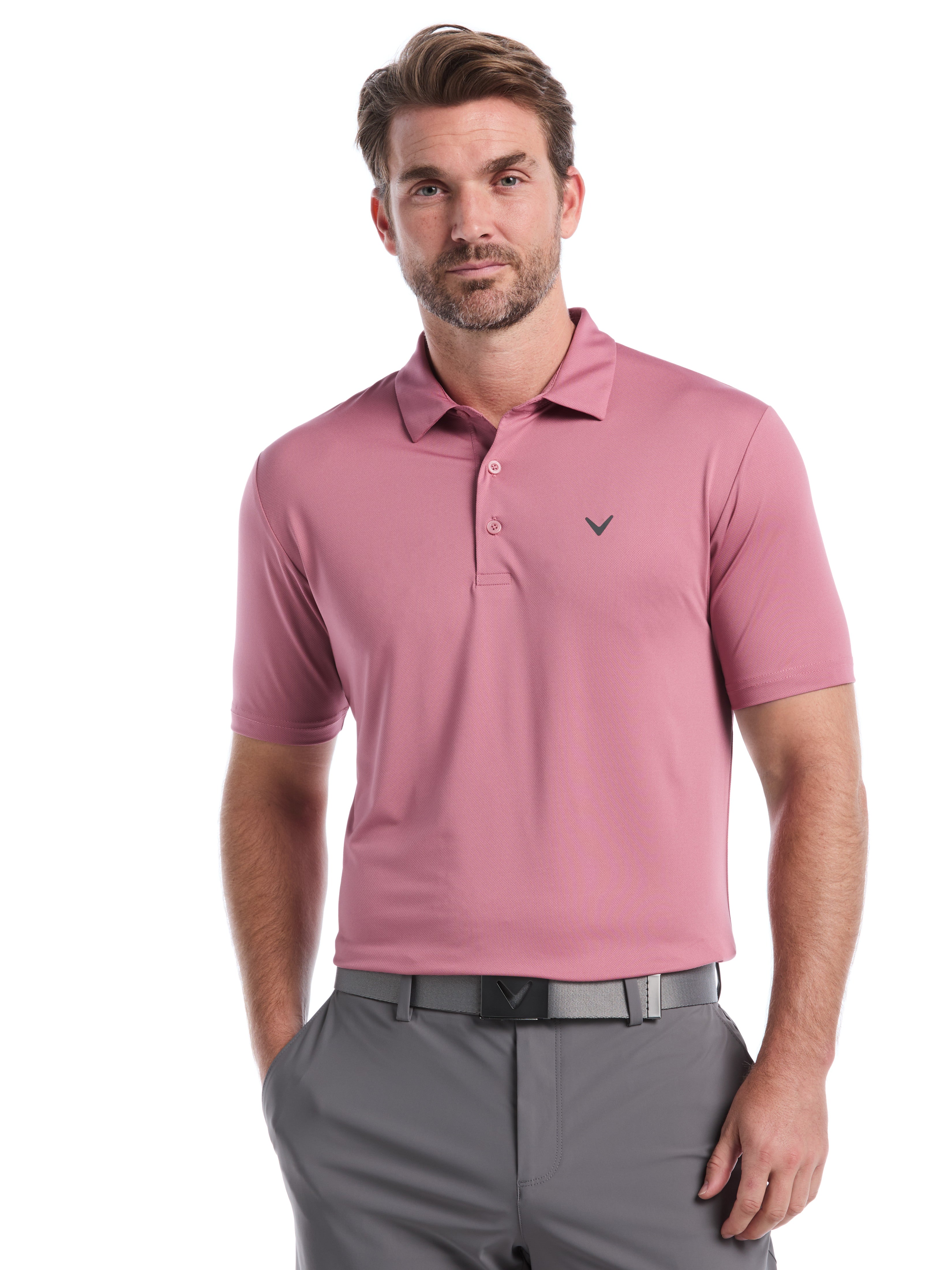 Micro Hex Golf Polo Shirt (Mesa Rose)