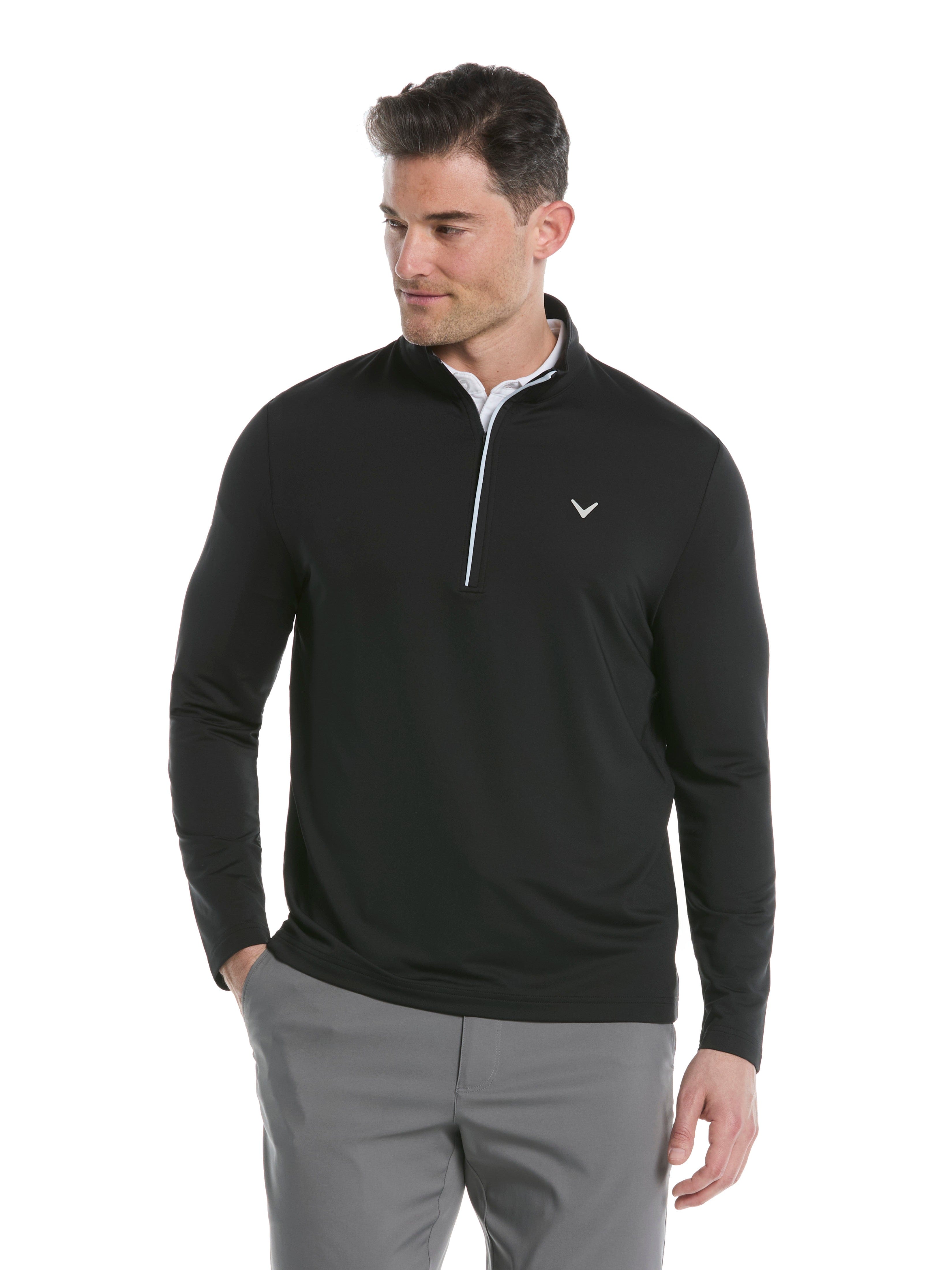 Mens Solid Sun 1/4 Zip Pullover (Caviar)