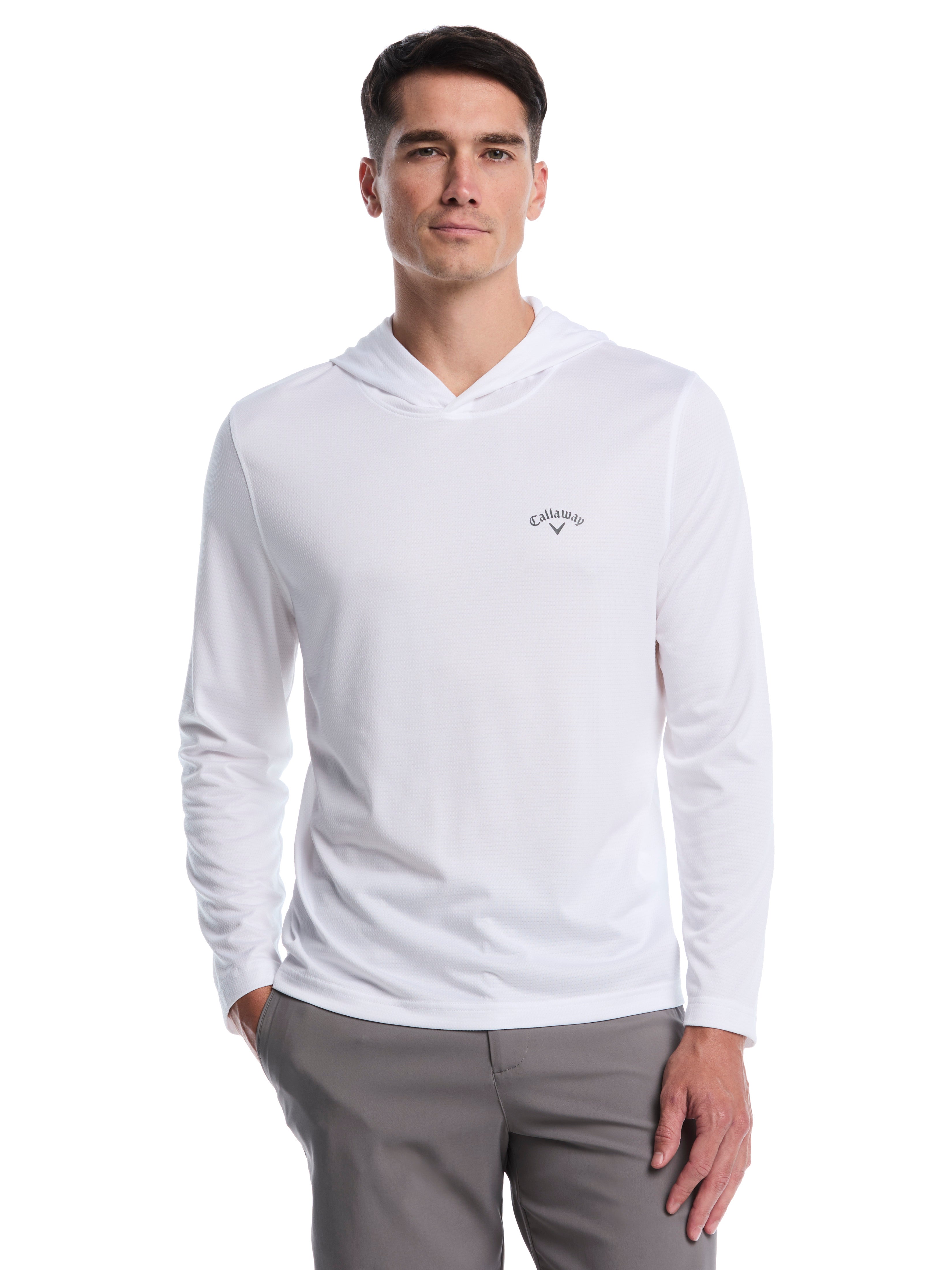 Mens Texture Coastal Hoodie (Black Heather)