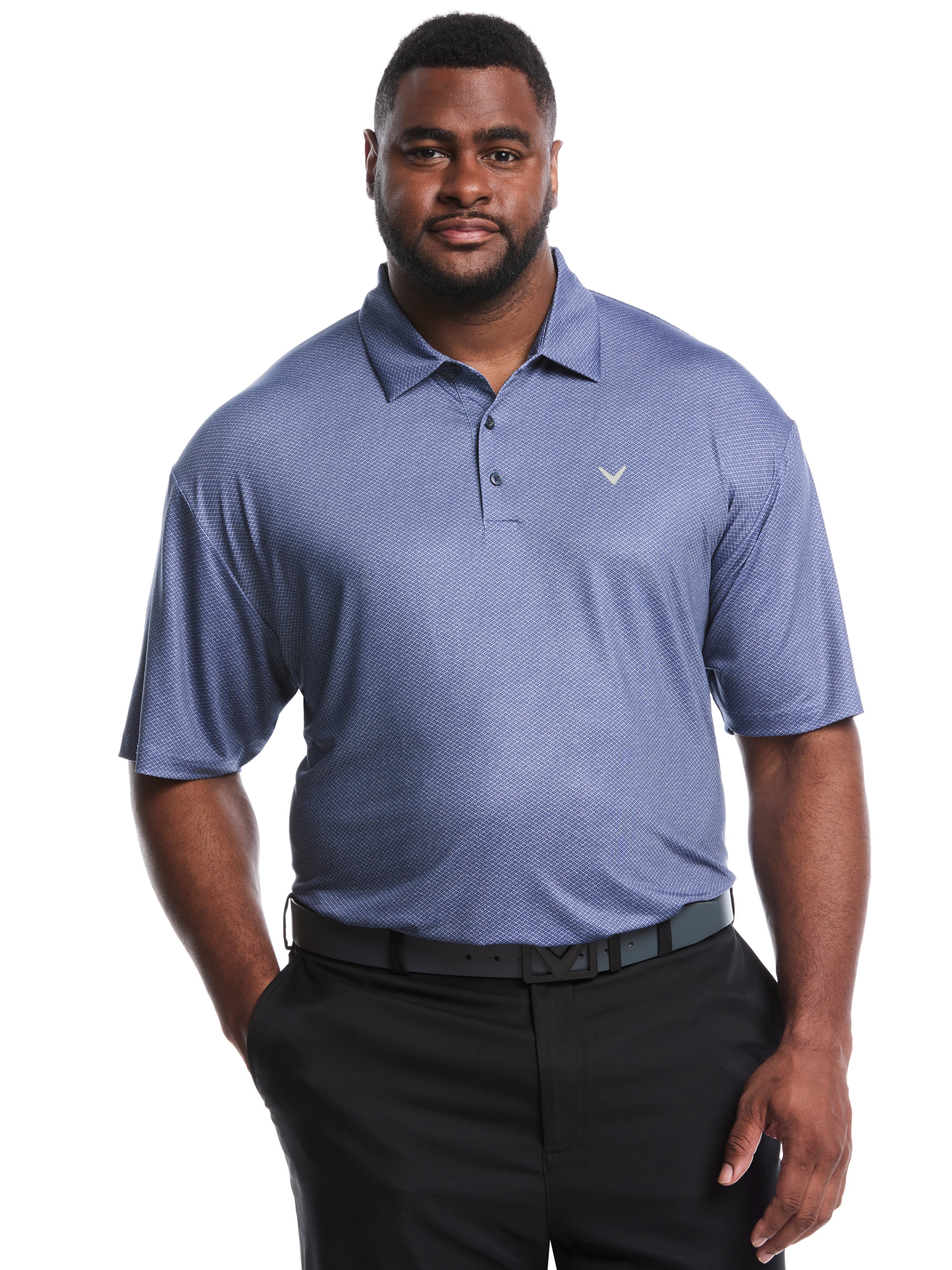 Big & Tall Heather Geo Print Golf Polo (Peacoat) 