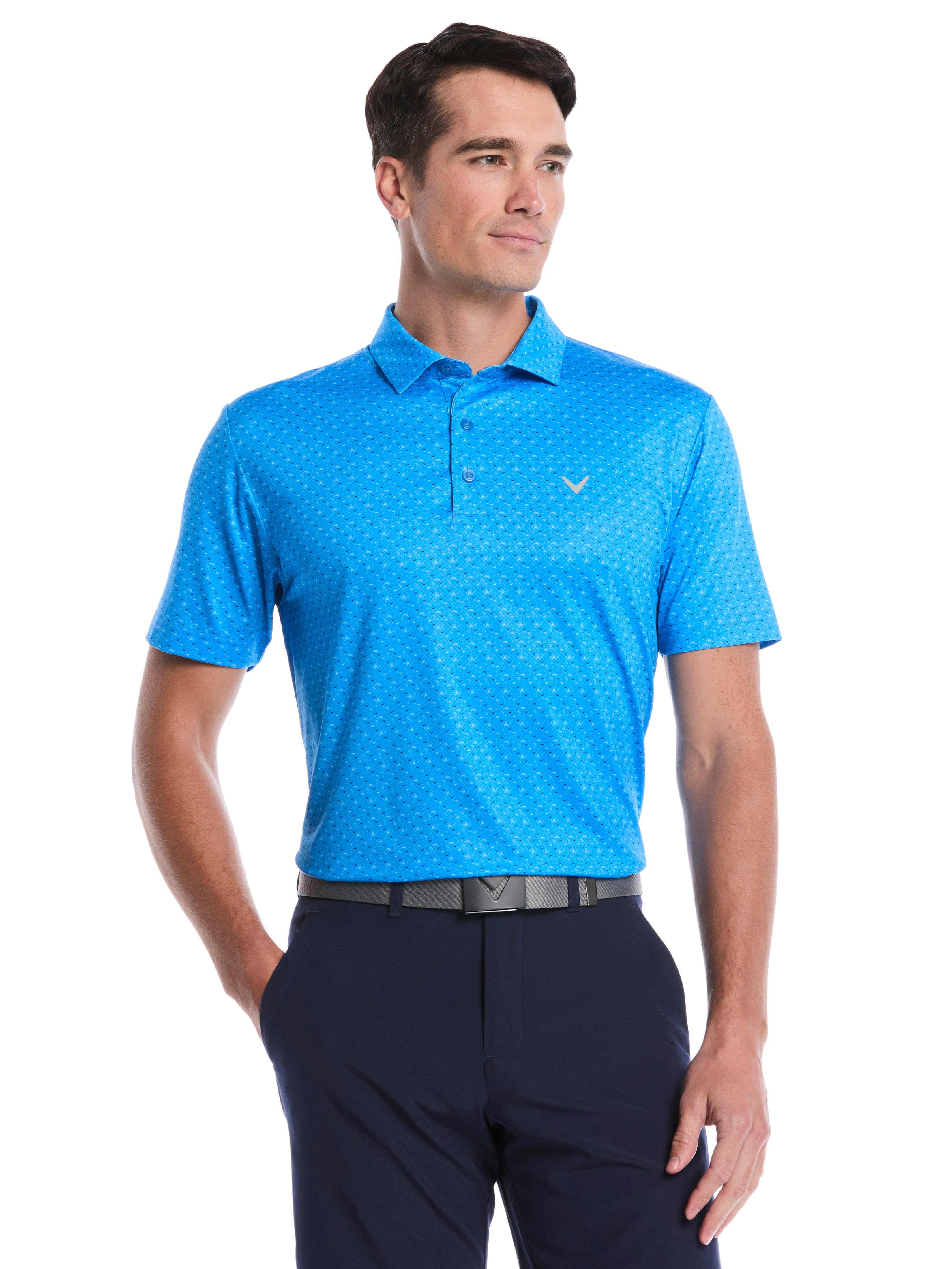 Chevron Print Golf Polo Shirt (Brilliant Blue) 