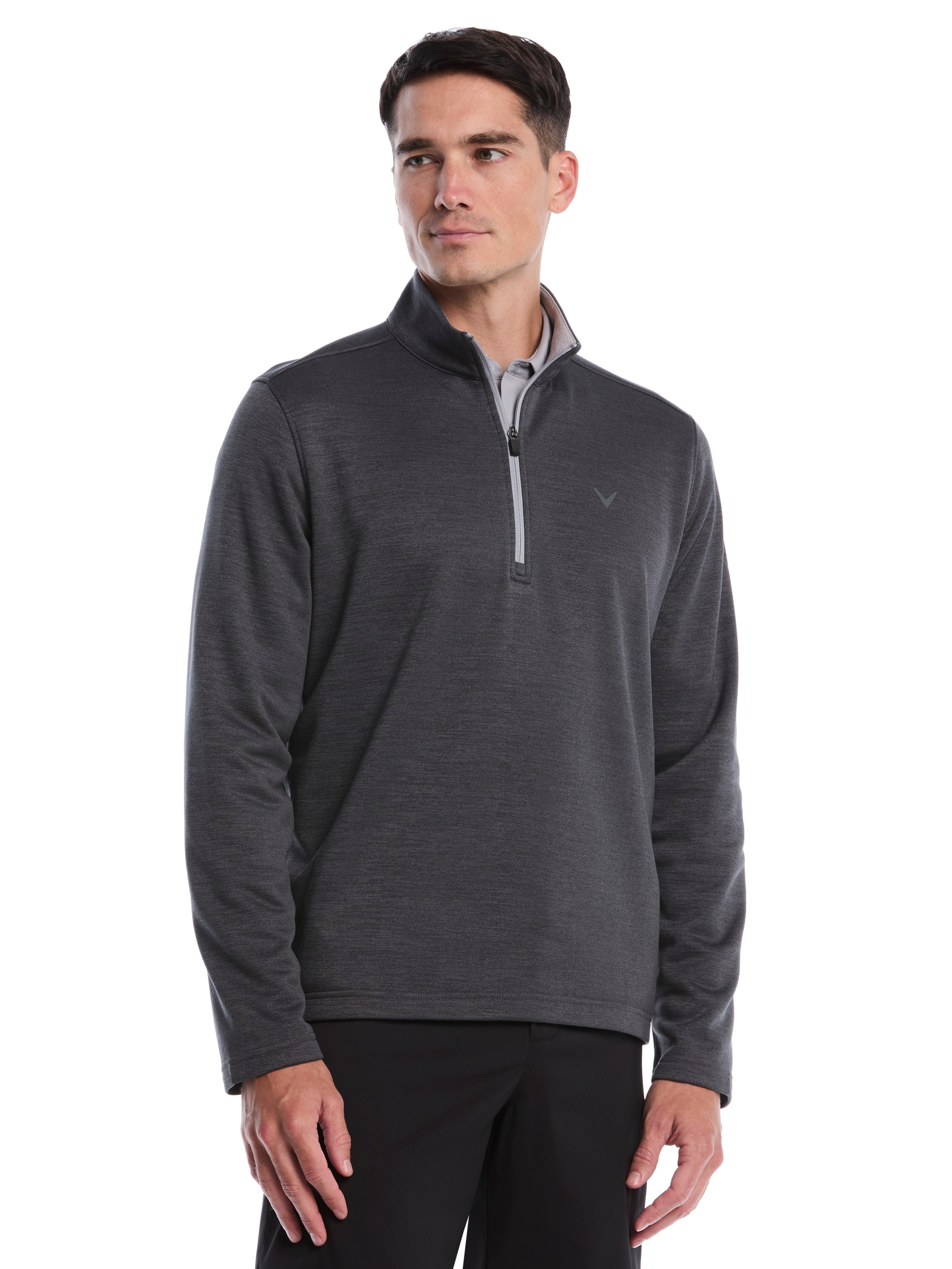 Fleece 1/4 Zip Golf Base Layer (Black Heather) 
