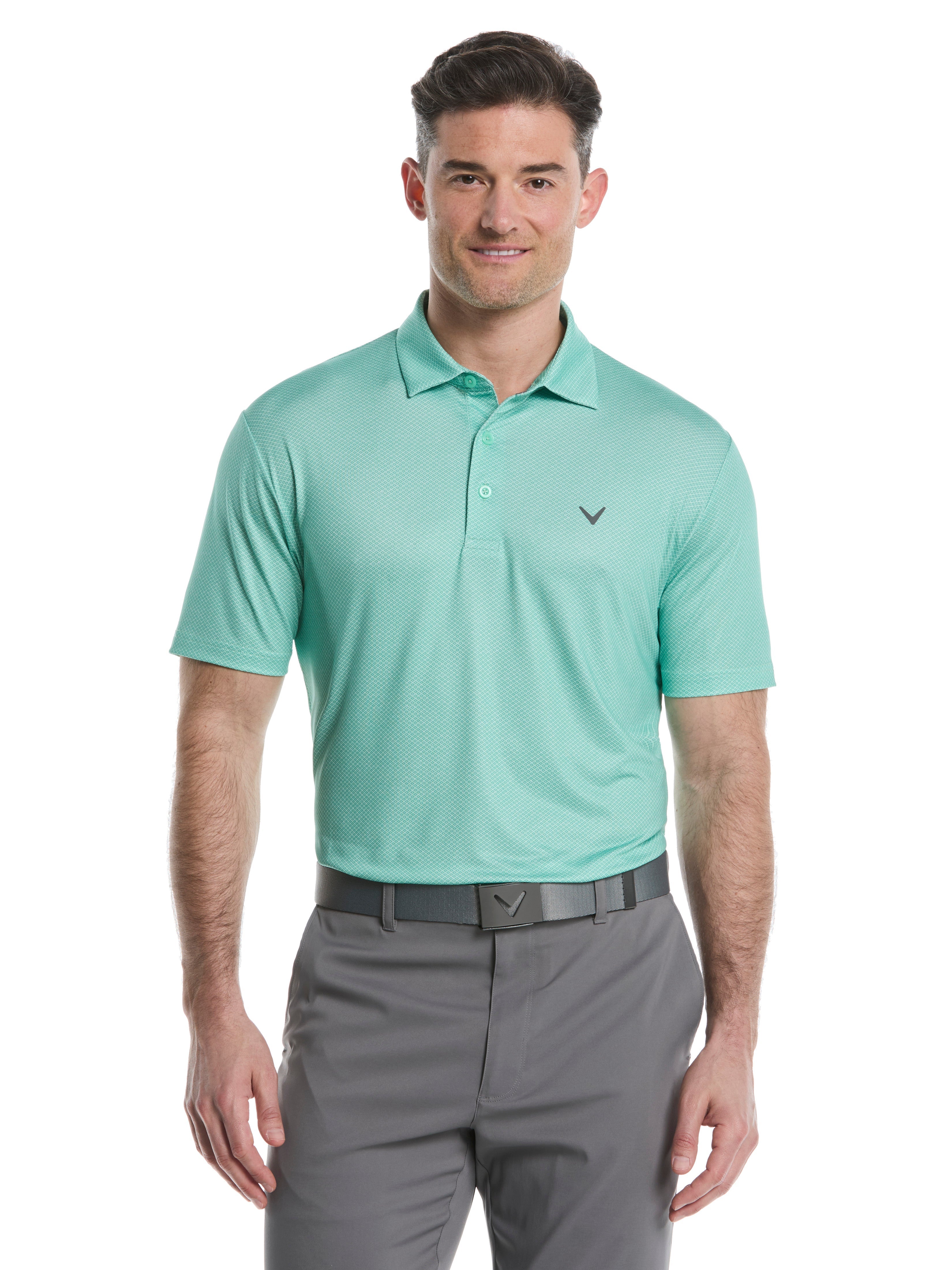 Heather Geo Print Golf Polo (Grape Wine) 