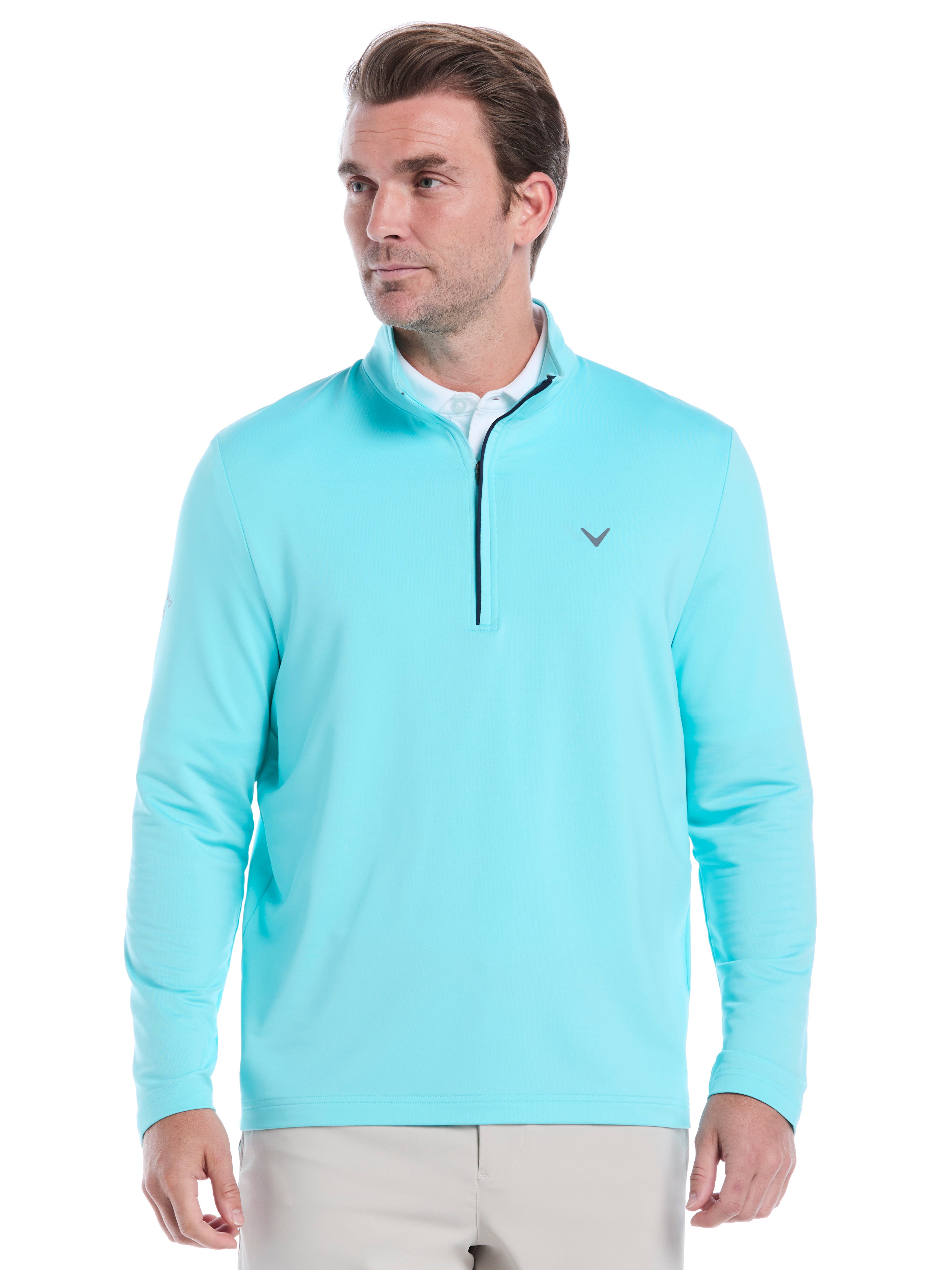 Mens Solid Sun 1/4 Zip Pullover (Caviar) 