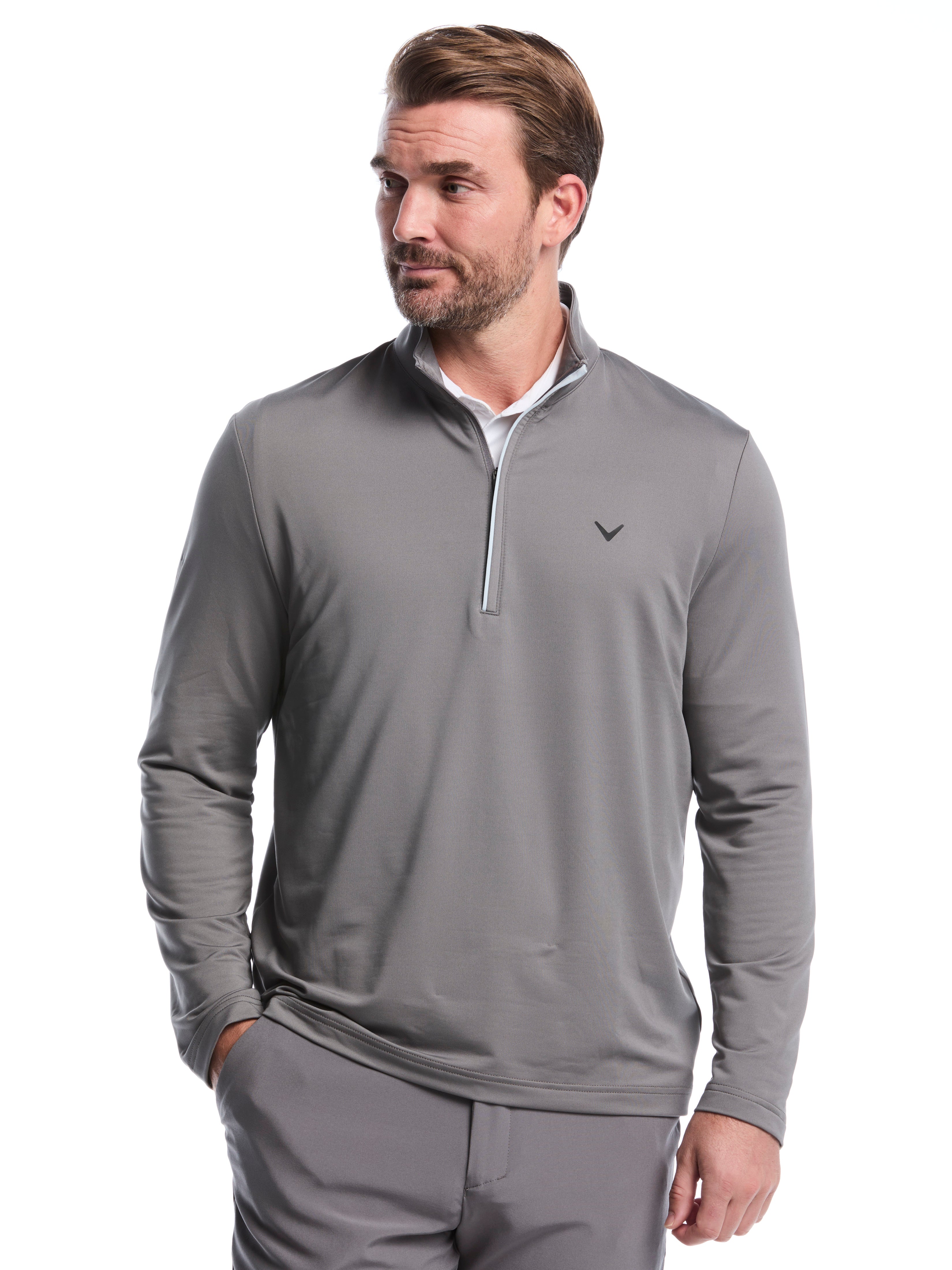Mens Solid Sun 1/4 Zip Pullover (Caviar) 