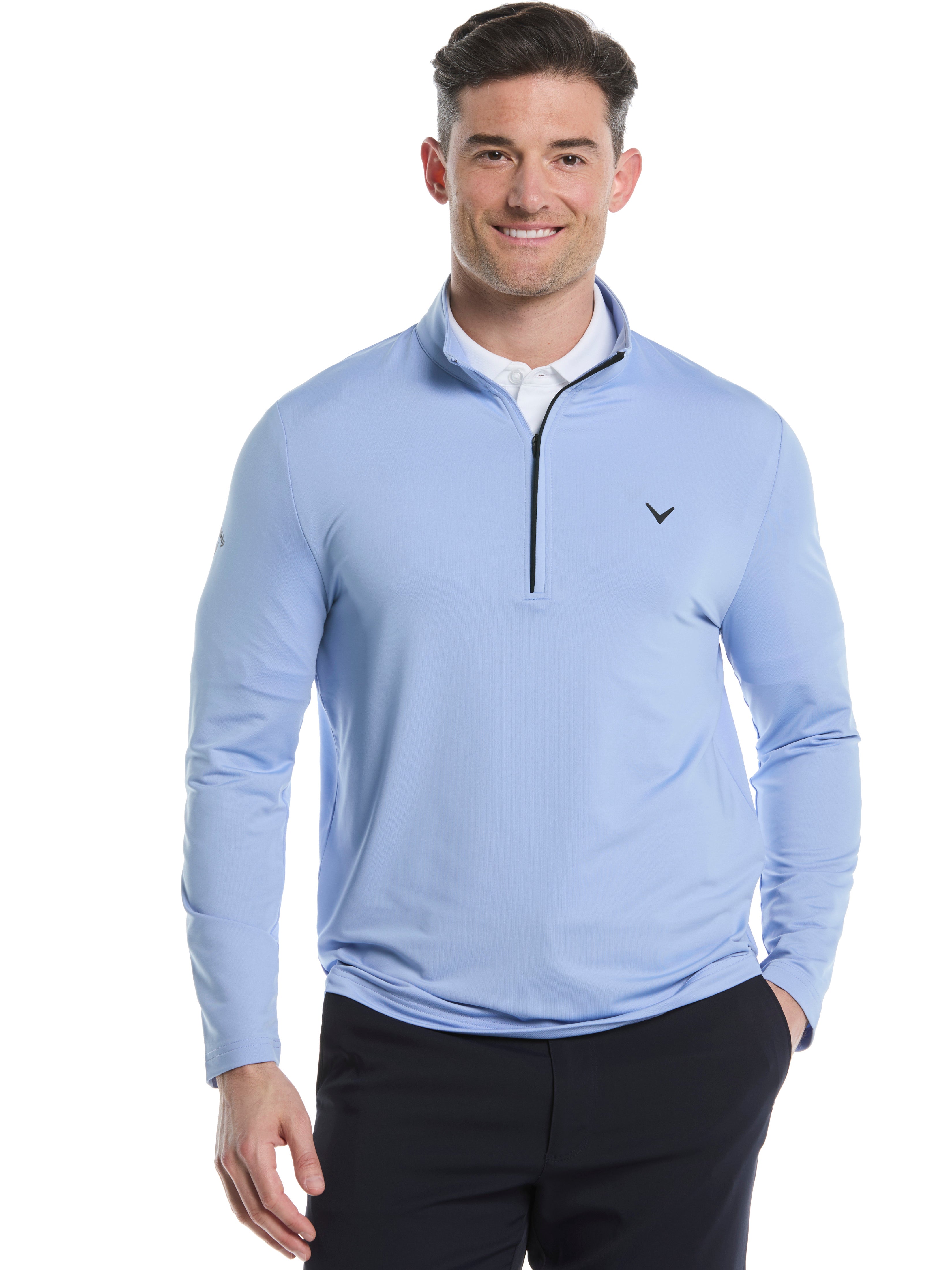 Mens Solid Sun 1/4 Zip Pullover (Green Ash) 